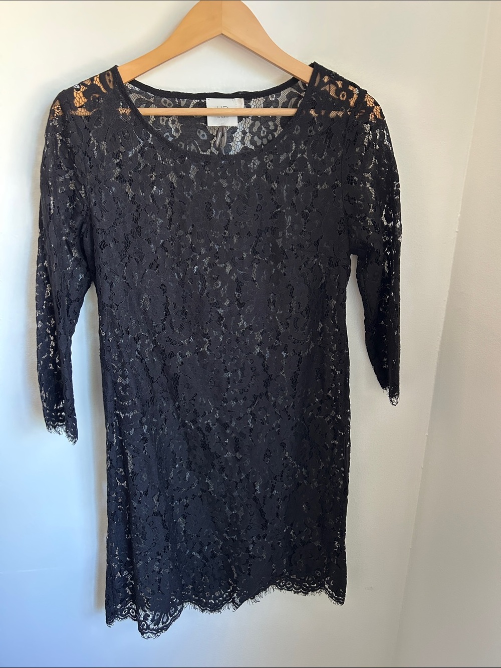 HD in Paris Anthropologie Black Floral Lace Shift Dress, Size S